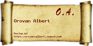 Orovan Albert névjegykártya